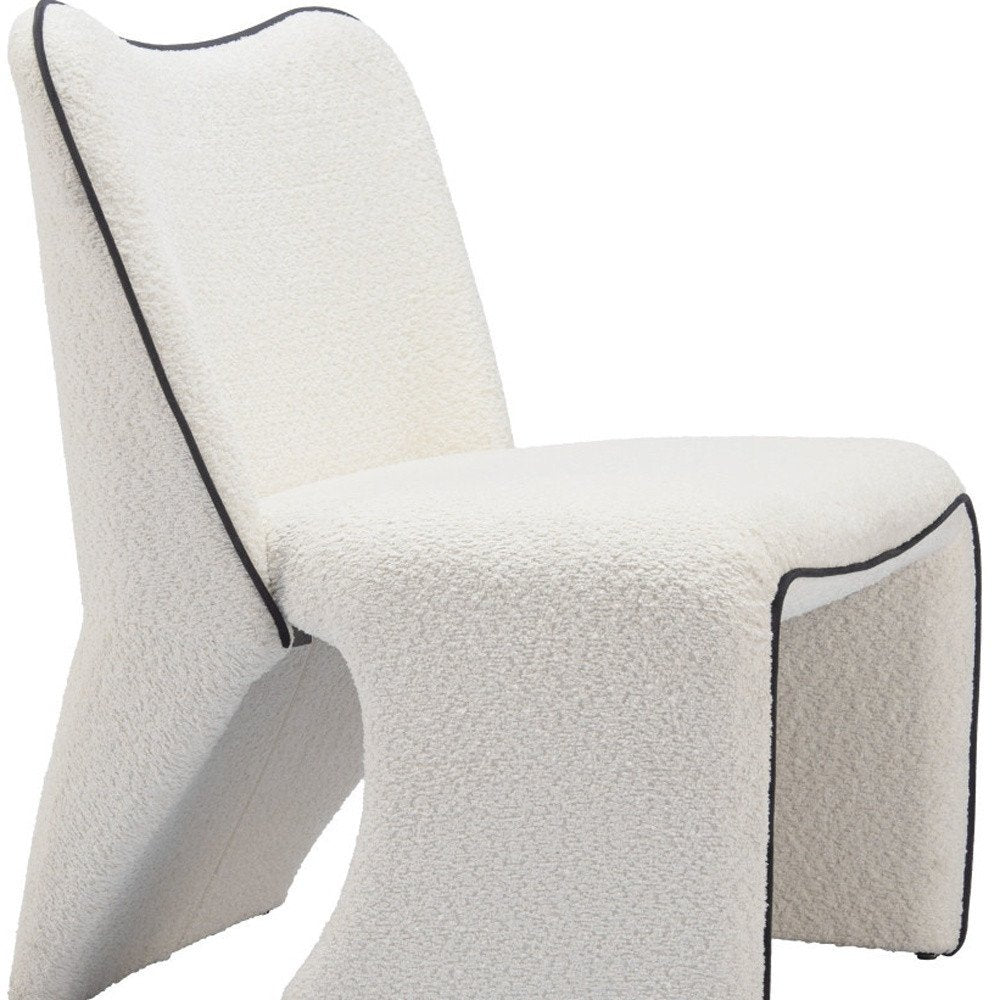 29" Ivory Faux Shearling And Upholstered Side Chair HomeRoots