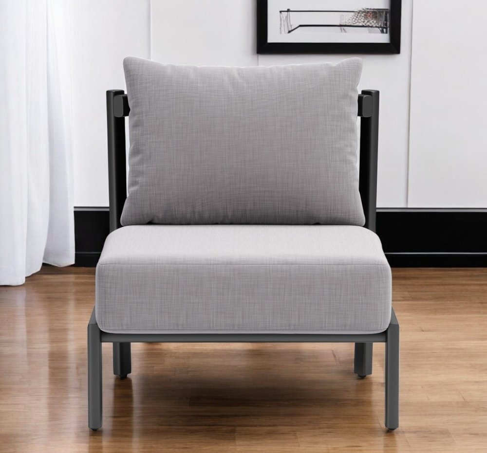 28" Gray And Black Fabric Side Chair HomeRoots