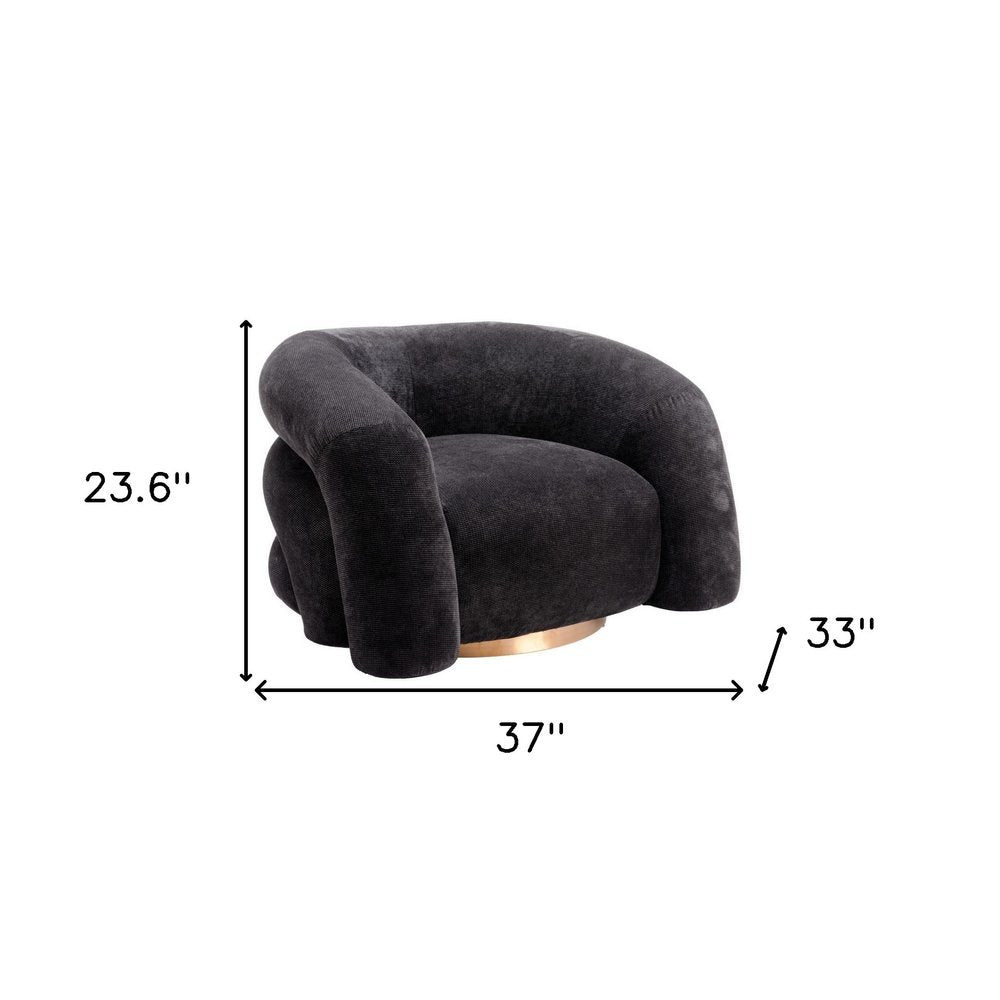 37" Black And Gold Faux Shearling And Upholstered Arm Chair HomeRoots