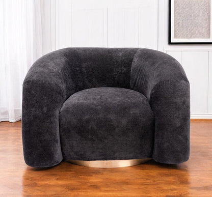 37" Black And Gold Faux Shearling And Upholstered Arm Chair HomeRoots