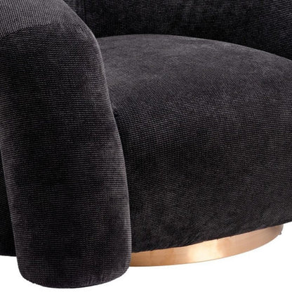 37" Black And Gold Faux Shearling And Upholstered Arm Chair HomeRoots