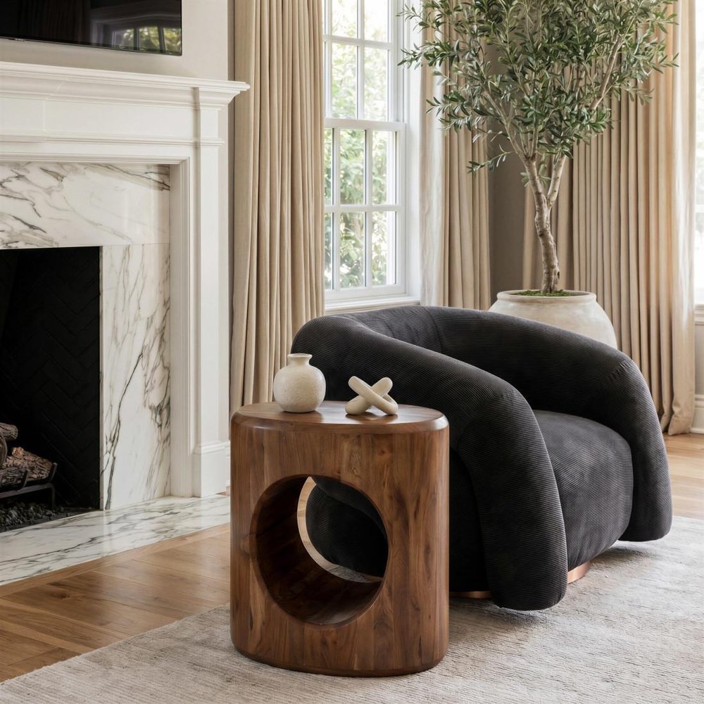 37" Black And Gold Faux Shearling And Upholstered Arm Chair HomeRoots