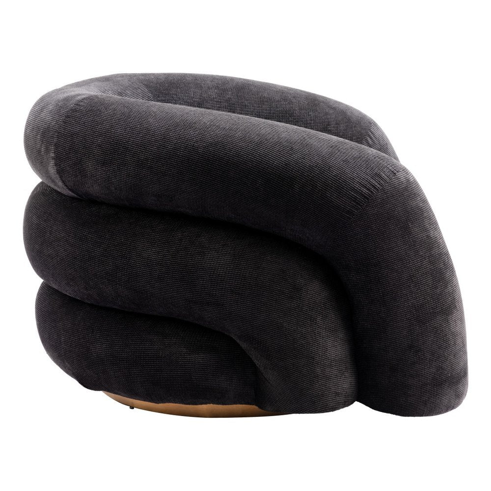 37" Black And Gold Faux Shearling And Upholstered Arm Chair HomeRoots