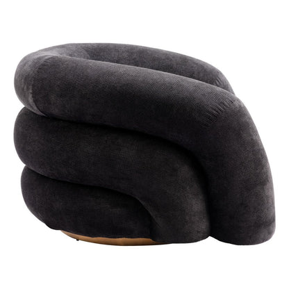 37" Black And Gold Faux Shearling And Upholstered Arm Chair HomeRoots