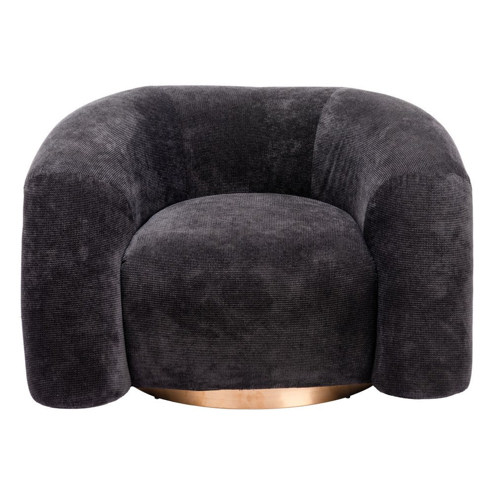 37" Black And Gold Faux Shearling And Upholstered Arm Chair HomeRoots