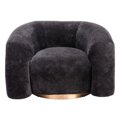37" Black And Gold Faux Shearling And Upholstered Arm Chair HomeRoots