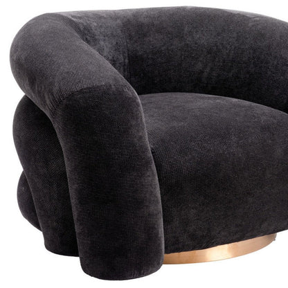 37" Black And Gold Faux Shearling And Upholstered Arm Chair HomeRoots