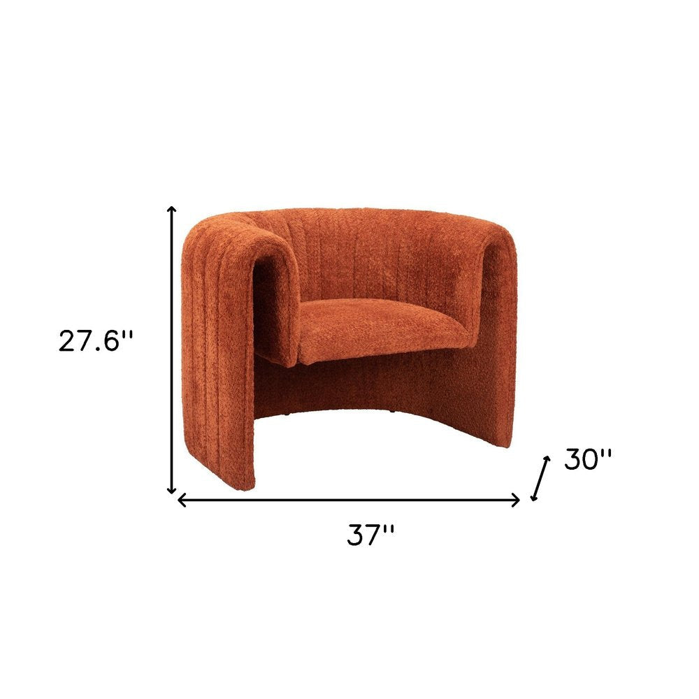 37" Burnt Orange Sherpa And Upholstered Tufted Arm Chair HomeRoots