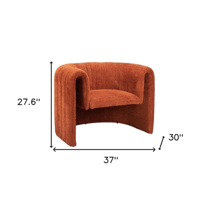 37" Burnt Orange Sherpa And Upholstered Tufted Arm Chair HomeRoots