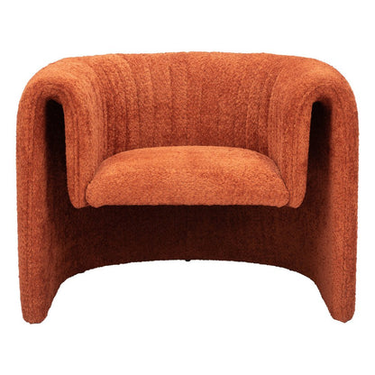37" Burnt Orange Sherpa And Upholstered Tufted Arm Chair HomeRoots