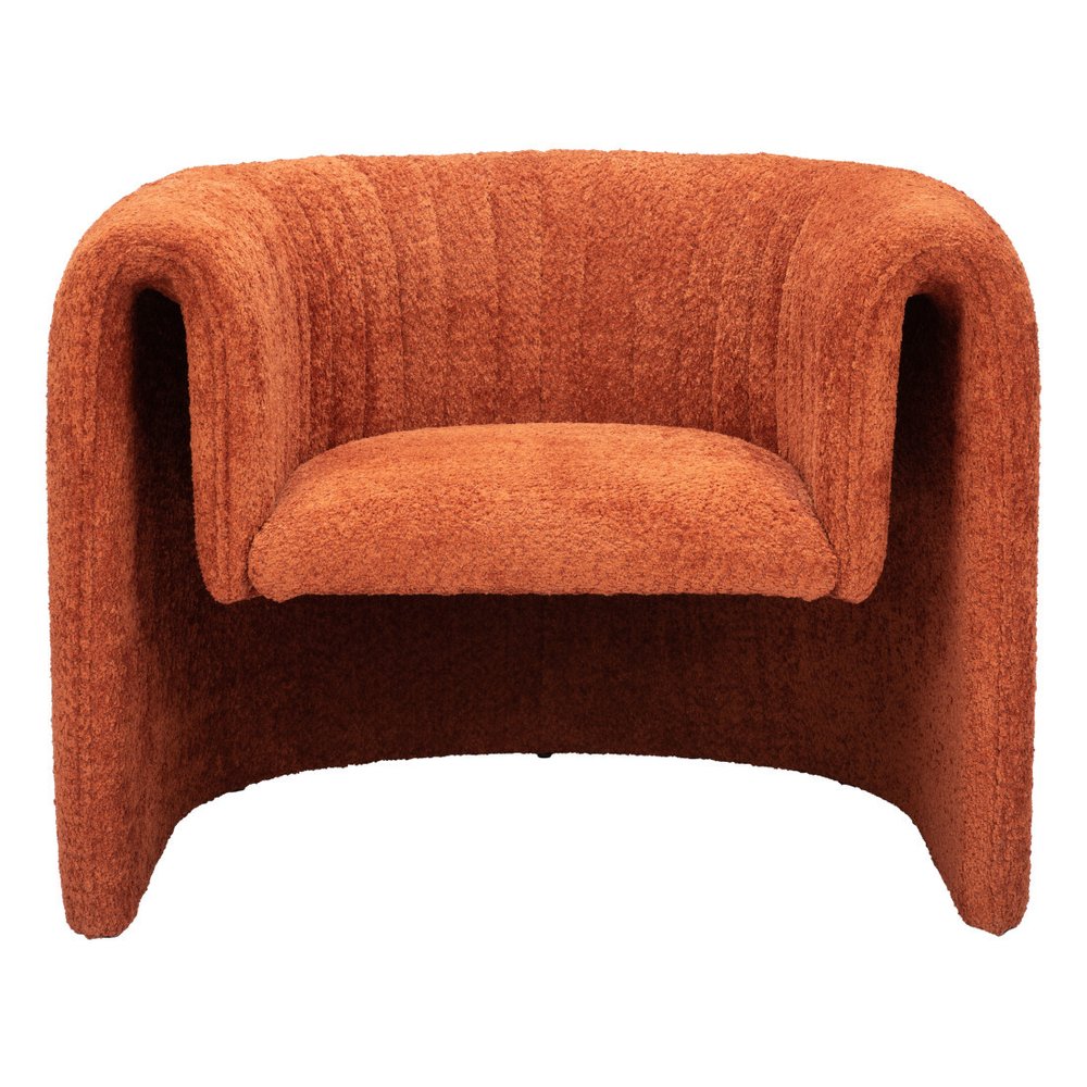 37" Burnt Orange Sherpa And Upholstered Tufted Arm Chair HomeRoots