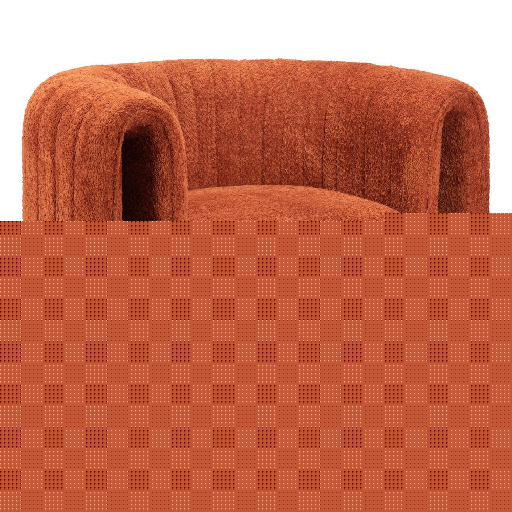 37" Burnt Orange Sherpa And Upholstered Tufted Arm Chair HomeRoots
