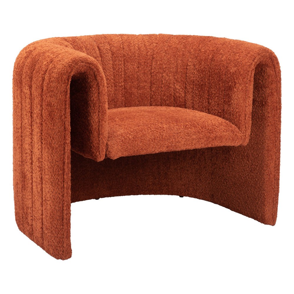 37" Burnt Orange Sherpa And Upholstered Tufted Arm Chair HomeRoots