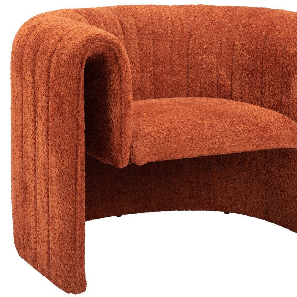 37" Burnt Orange Sherpa And Upholstered Tufted Arm Chair HomeRoots