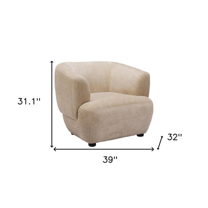 39" Beige And Black Faux Shearling And Upholstered Arm Chair HomeRoots