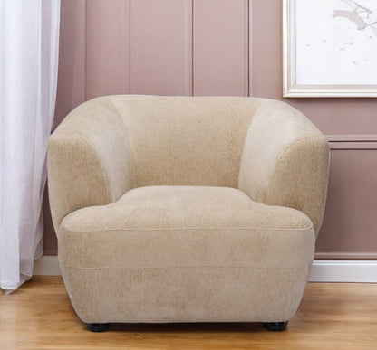 39" Beige And Black Faux Shearling And Upholstered Arm Chair HomeRoots