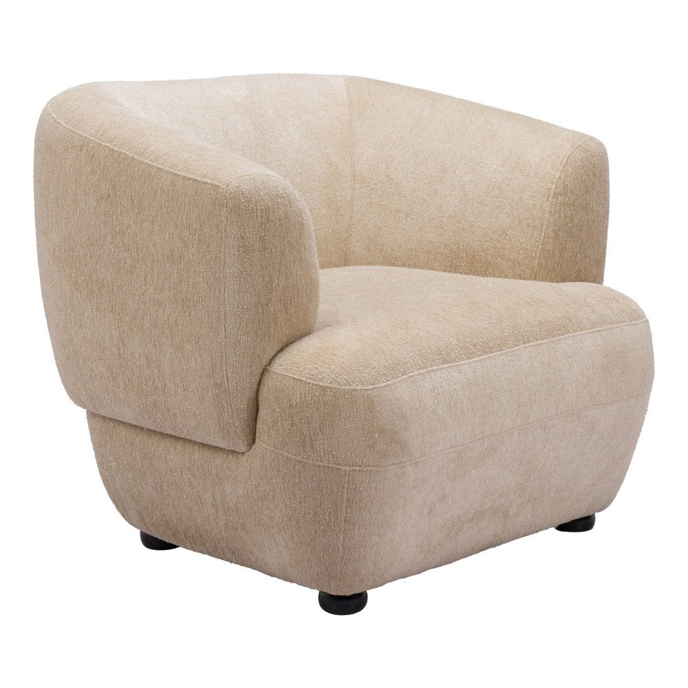 39" Beige And Black Faux Shearling And Upholstered Arm Chair HomeRoots