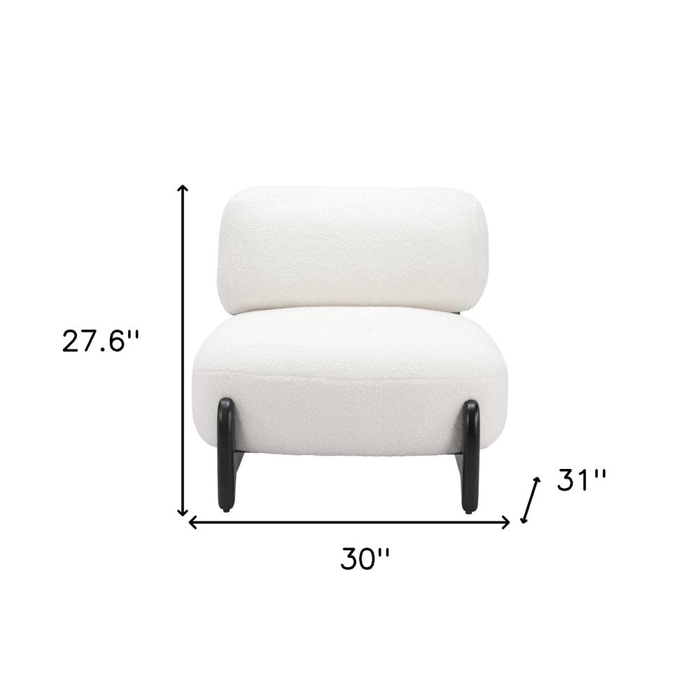 30" White And Black Sherpa And Upholstered Side Chair HomeRoots