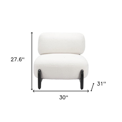 30" White And Black Sherpa And Upholstered Side Chair HomeRoots