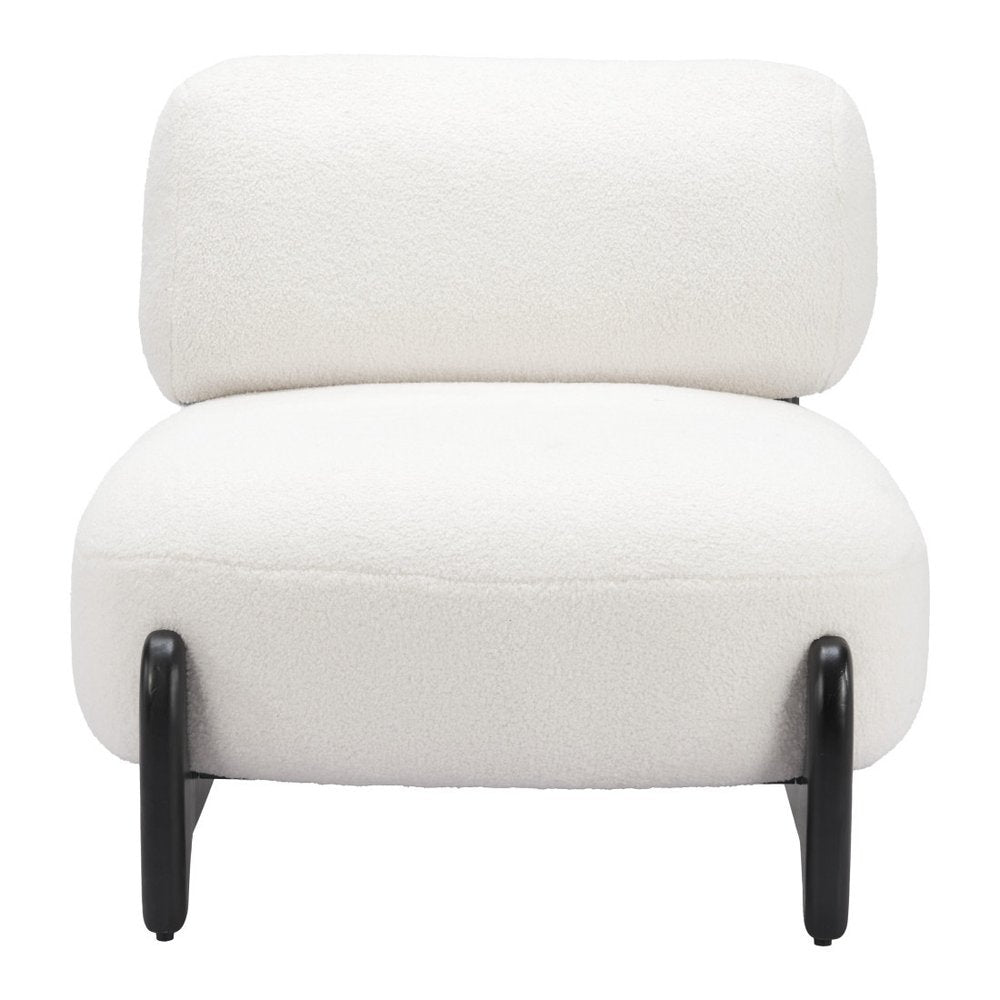 30" White And Black Sherpa And Upholstered Side Chair HomeRoots