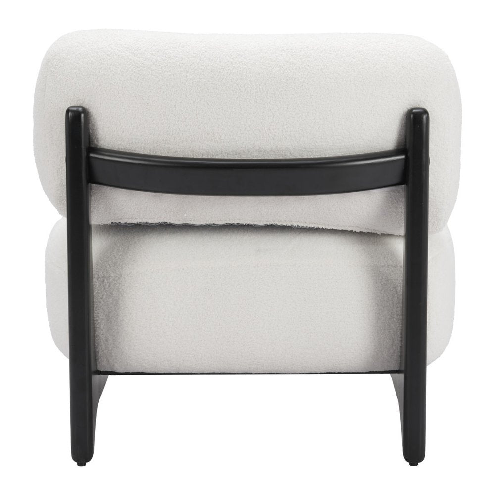 30" White And Black Sherpa And Upholstered Side Chair HomeRoots
