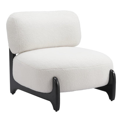 30" White And Black Sherpa And Upholstered Side Chair HomeRoots