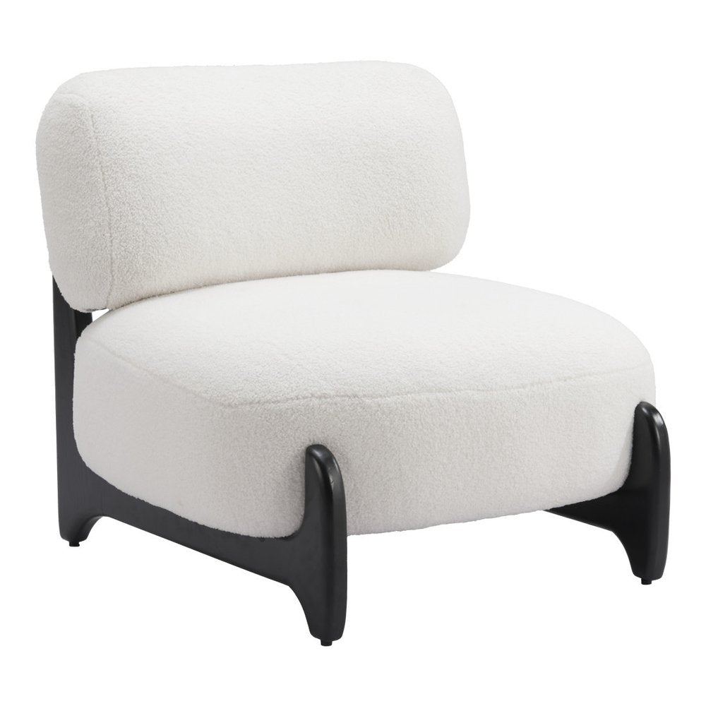 30" White And Black Sherpa And Upholstered Side Chair HomeRoots