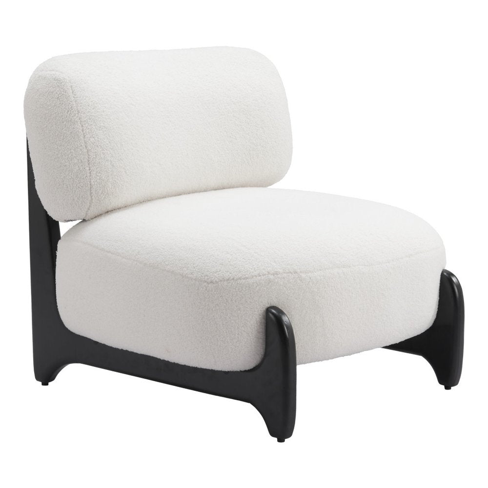 30" White And Black Sherpa And Upholstered Side Chair HomeRoots