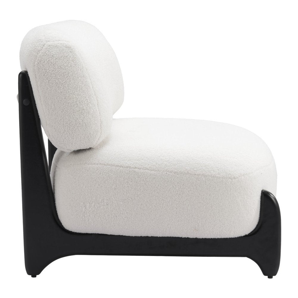 30" White And Black Sherpa And Upholstered Side Chair HomeRoots