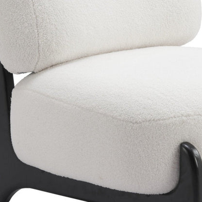 30" White And Black Sherpa And Upholstered Side Chair HomeRoots