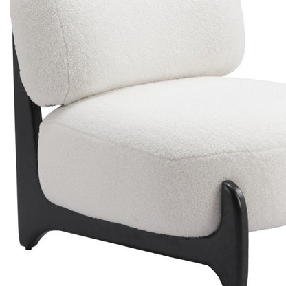 30" White And Black Sherpa And Upholstered Side Chair HomeRoots