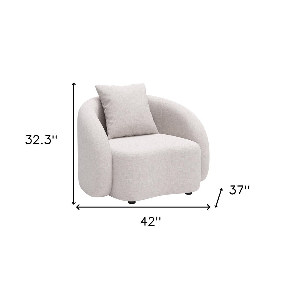 42" Beige Outdoor Accent Chair with Beige Cushions HomeRoots