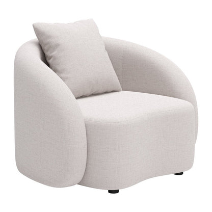 42" Beige Outdoor Accent Chair with Beige Cushions HomeRoots