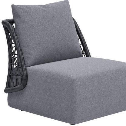 33" Gray Outdoor Accent Chair with Gray Cushions HomeRoots