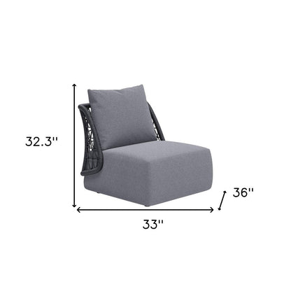 33" Gray Outdoor Accent Chair with Gray Cushions HomeRoots