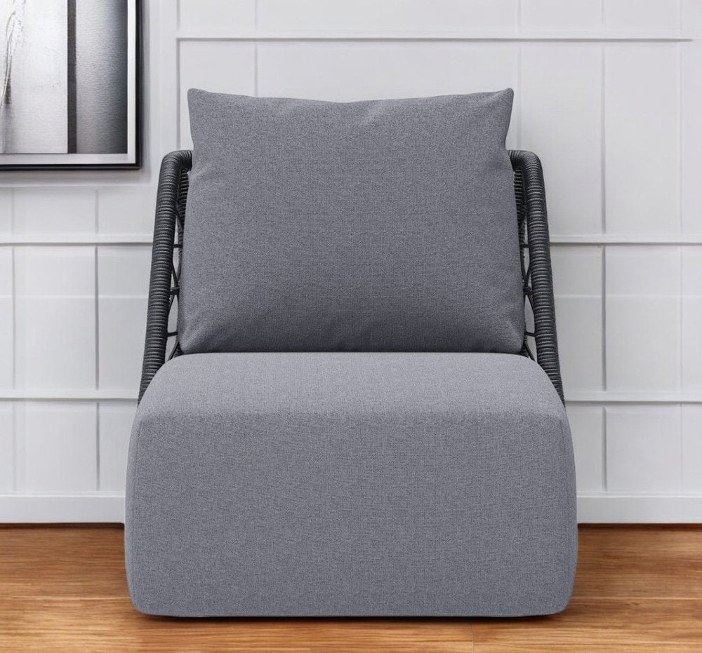 33" Gray Outdoor Accent Chair with Gray Cushions HomeRoots
