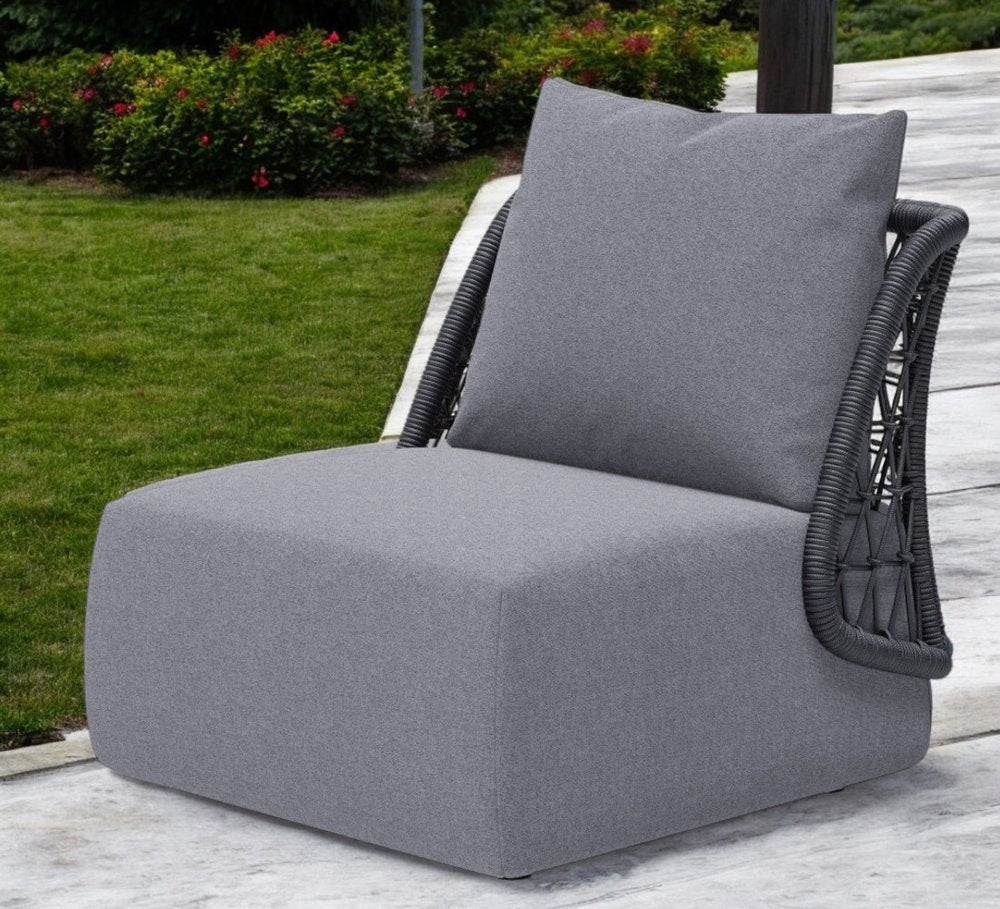 33" Gray Outdoor Accent Chair with Gray Cushions HomeRoots