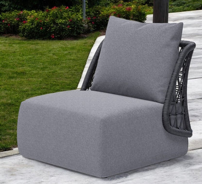 33" Gray Outdoor Accent Chair with Gray Cushions HomeRoots