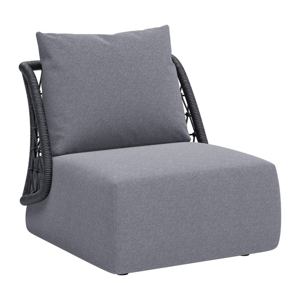 33" Gray Outdoor Accent Chair with Gray Cushions HomeRoots