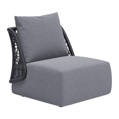 33" Gray Outdoor Accent Chair with Gray Cushions HomeRoots