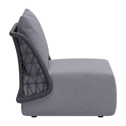 33" Gray Outdoor Accent Chair with Gray Cushions HomeRoots