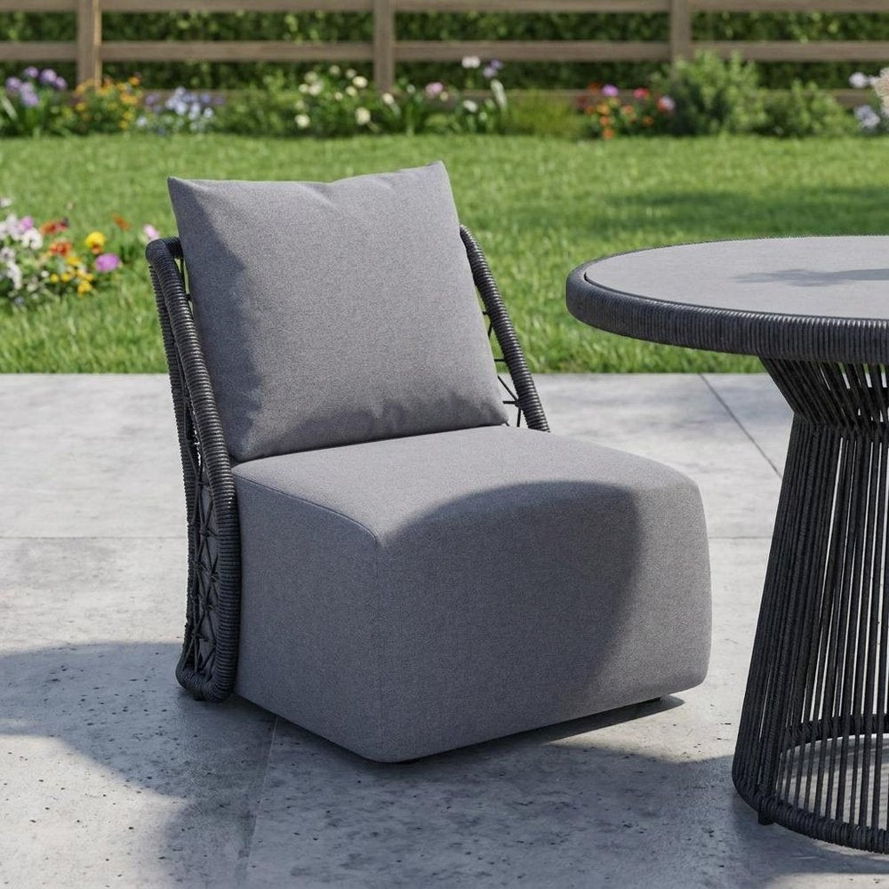 33" Gray Outdoor Accent Chair with Gray Cushions HomeRoots