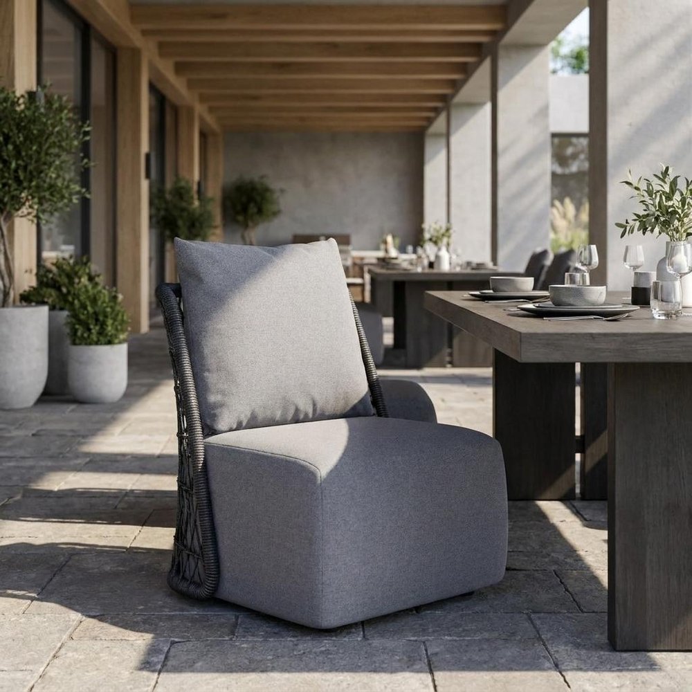 33" Gray Outdoor Accent Chair with Gray Cushions — view 11