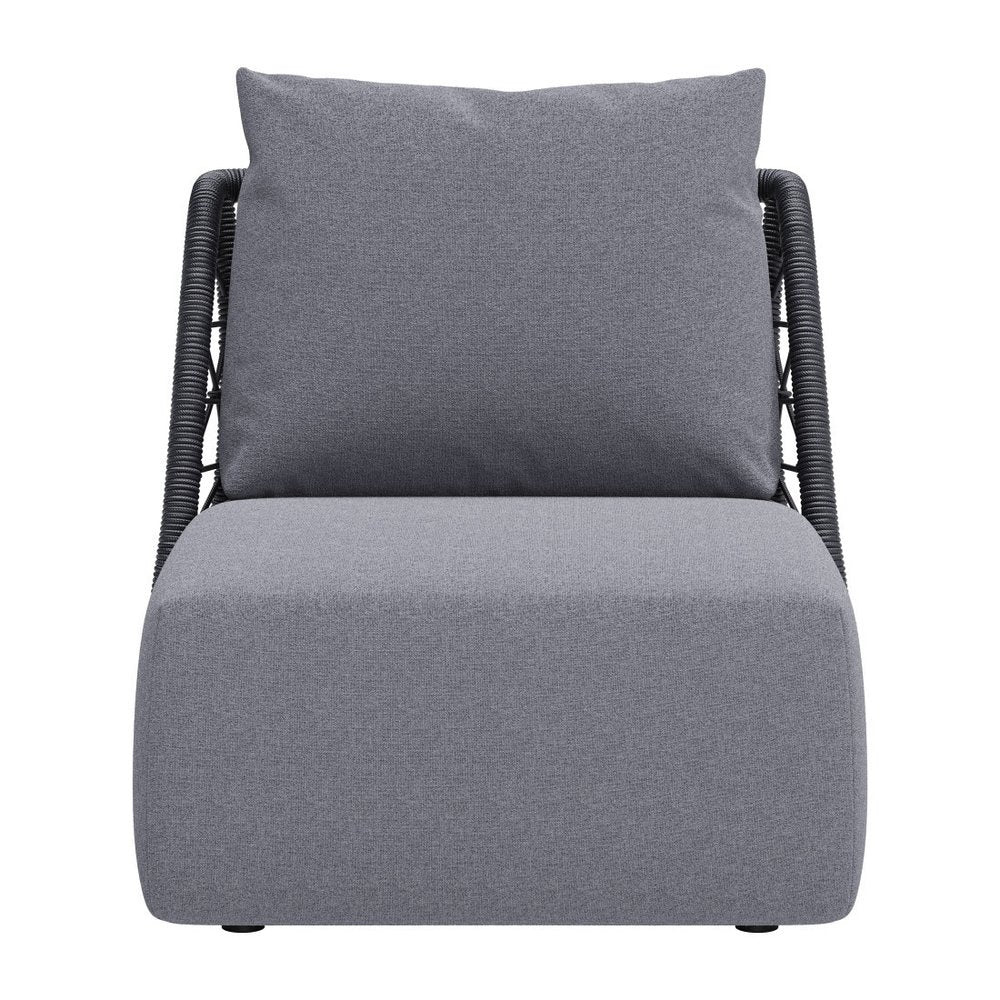 33" Gray Outdoor Accent Chair with Gray Cushions HomeRoots