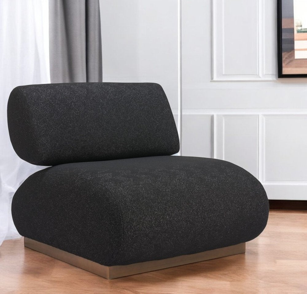 34" Black And Bronze Fabric And Upholstered Side Chair HomeRoots
