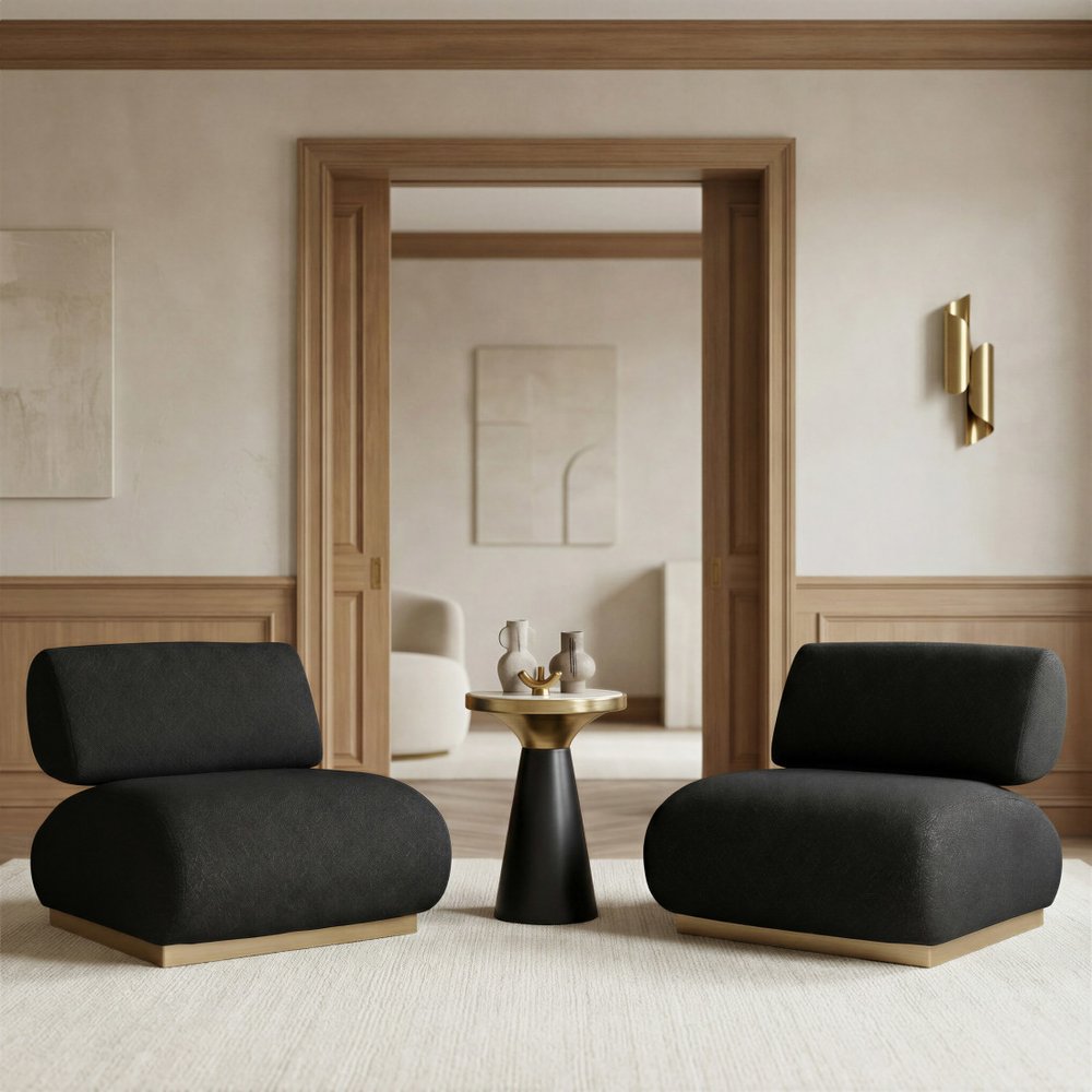 34" Black And Bronze Fabric And Upholstered Side Chair HomeRoots