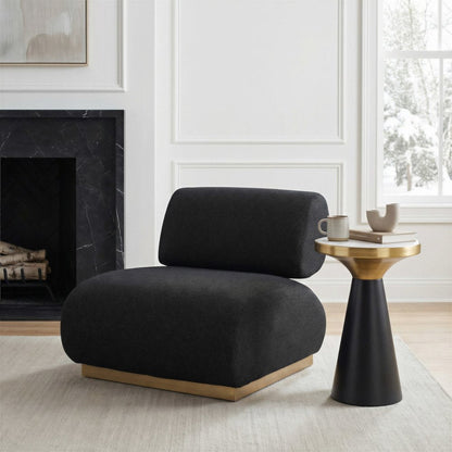 34" Black And Bronze Fabric And Upholstered Side Chair HomeRoots