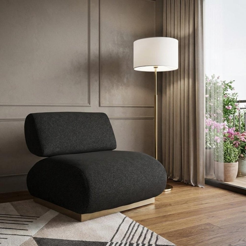34" Black And Bronze Fabric And Upholstered Side Chair HomeRoots