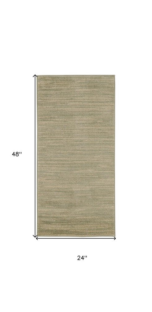 2' X 4' Green And Gold Abstract Indoor Outdoor Area Rug