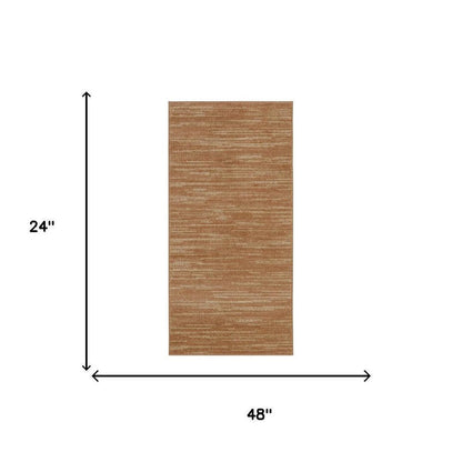 2' X 4' Rust And Beige Abstract Indoor Outdoor Area Rug